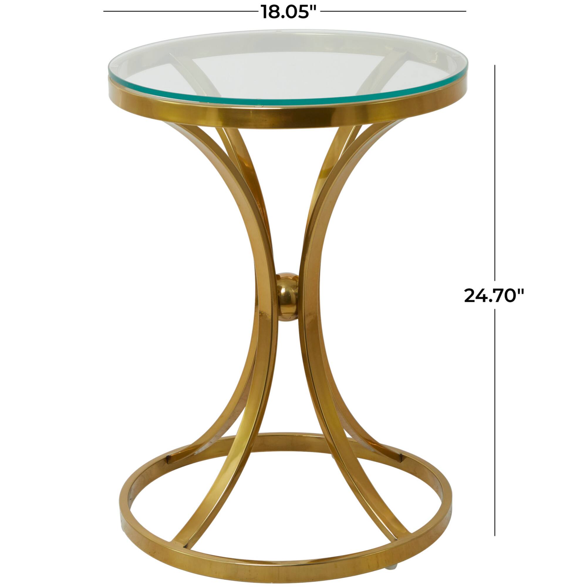Gold Stainless Steel Contemporary Accent Table, 18" x 18" x 25"